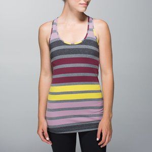 EUC Lululemon Cool Racerback Triple Twin Striped Mauvelous Heathered Slate